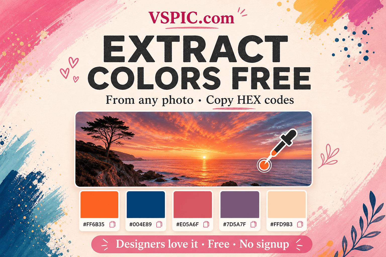 How to extract a color palette from an image — illustrated how-to guide on VSPIC
