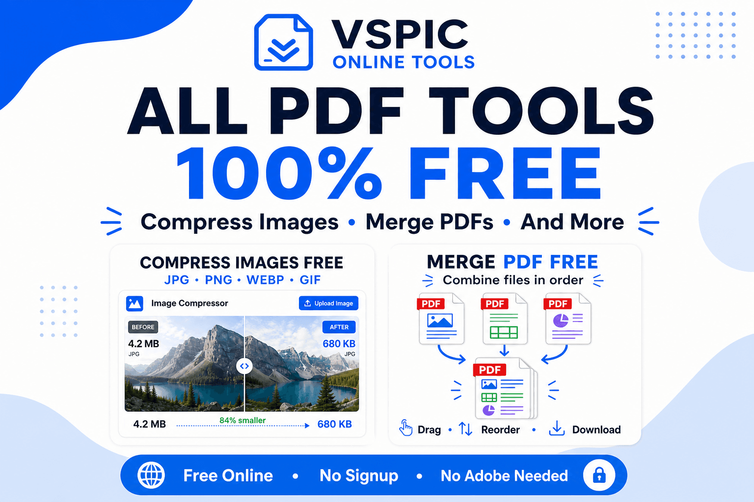 Complete guide to every free VSPIC online tool — image, PDF, IP, and AI utilities
